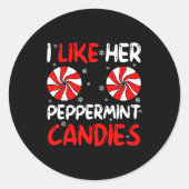 I Like Her Peppermint Candies Couple Matching Chri Ronde Sticker (Voorkant)
