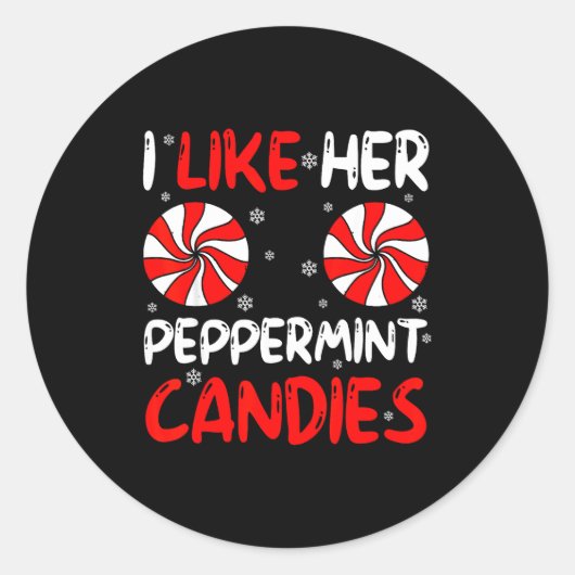 I Like Her Peppermint Candies Couple Matching Chri Ronde Sticker (Voorkant)