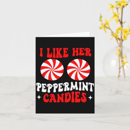 I Like Her Peppermint Candies Couples Matching Chr Kaart (Gele Bloem)