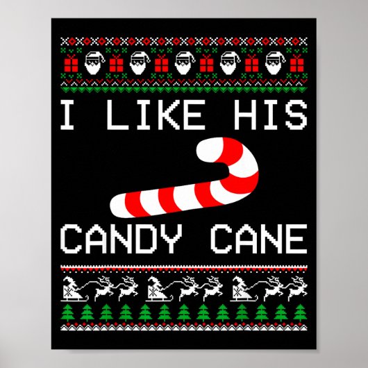 I Like His Candy Cane Couple Matching Christmas Me Poster (Voorkant)
