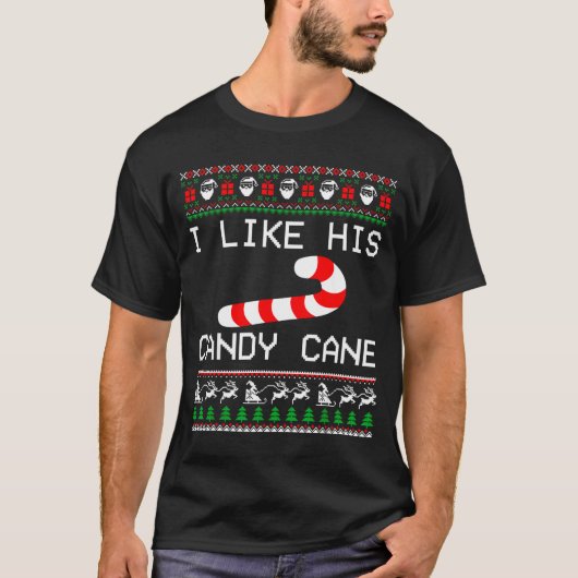 I Like His Candy Cane Couple Matching Christmas Me T-shirt (Voorkant)
