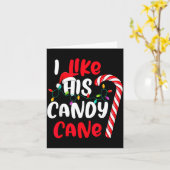 I Like His Candy Cane Funny Christmas Couples Matc Kaart (Gele Bloem)
