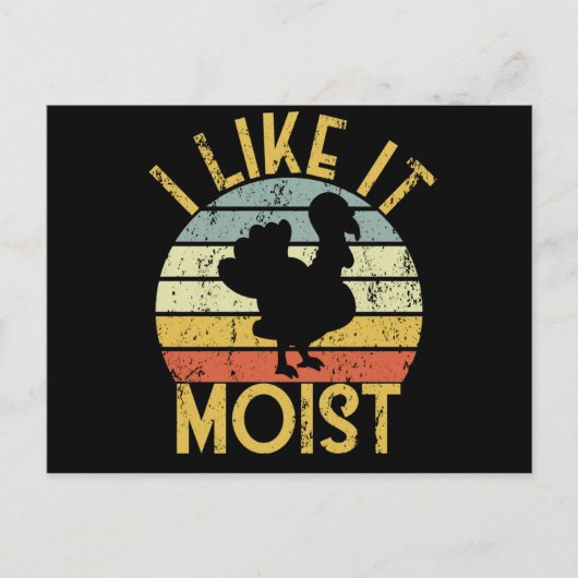I Like It Moist Thanksgiving Retro Turkey Dinner Briefkaart (Voorkant)