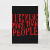 I Like Music More Than People Art Simple Music Moo Kaart (Voorkant)