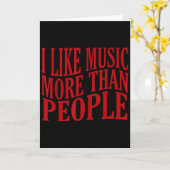 I Like Music More Than People Art Simple Music Moo Kaart (Gele Bloem)