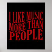 I Like Music More Than People Art Simple Music Moo Poster (Voorkant)