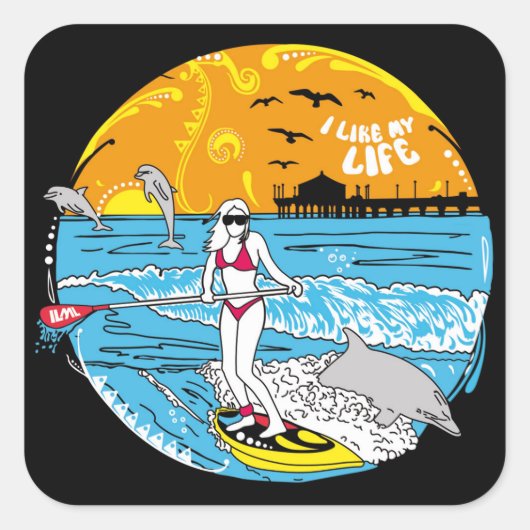 "I like MY life" stand-up paddle boarding stickers (Voorkant)