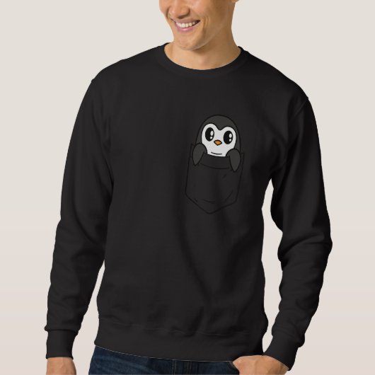 I like penguins pocket cute chest pocket penguin trui (Voorkant)