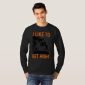 I Like To Get High Bouldering Mountaineering Climb T-shirt (Voorkant volledig)