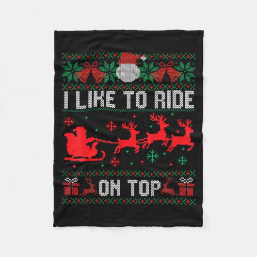 I Like To Ride On Top Christmas Couple Unhinge Paj Fleece Deken (Voorkant)