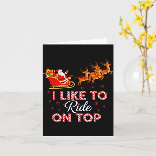 I Like To Ride On Top Funny Christmas Couple Match Kaart (Gele Bloem)
