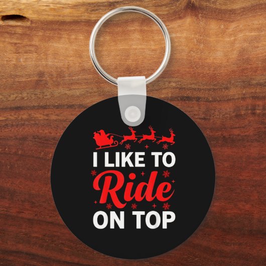 I Like To Ride On Top Funny Santa Couples Matching Sleutelhanger (Voorkant)