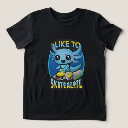 "I Like To Skatealotl" Roller Skating Axolotl Fun  Tri-Blend Shirt (Design voorkant)
