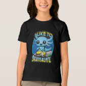 "I Like To Skatealotl" Roller Skating Axolotl Fun  Tri-Blend Shirt (Voorkant)
