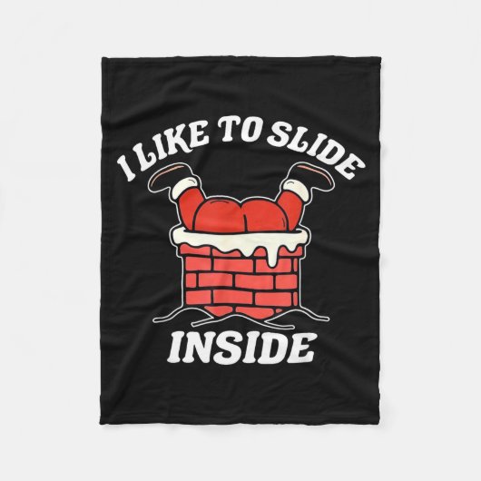 I Like To Slide Inside Funny Santa Couple Matching Fleece Deken (Voorkant)