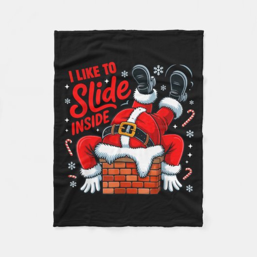 I Like To Slide Inside Funny Santa Couple Matching Fleece Deken (Voorkant)