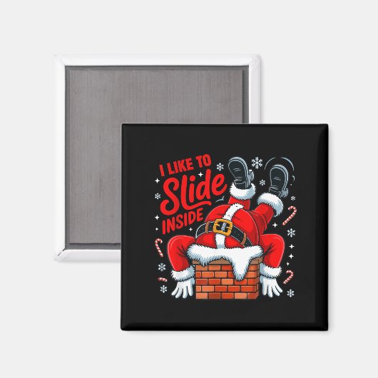I Like To Slide Inside Funny Santa Couple Matching Magneet (Voorkant / Achterkant)