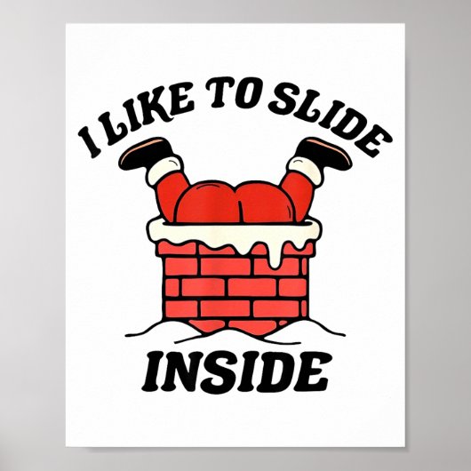 I Like To Slide Inside Funny Santa Couple Matching Poster (Voorkant)