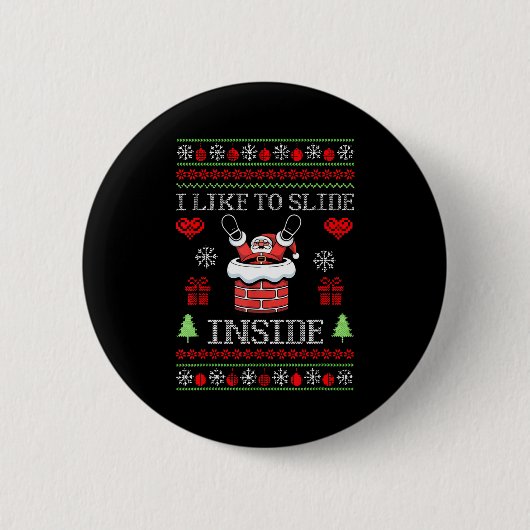 I Like To Slide Inside Funny Santa Couple Matching Ronde Button 5,7 Cm (Voorkant)