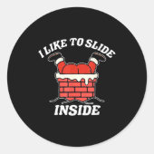 I Like To Slide Inside Funny Santa Couple Matching Ronde Sticker (Voorkant)