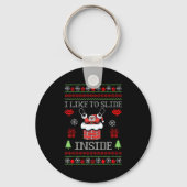 I Like To Slide Inside Funny Santa Couple Matching Sleutelhanger (Voorkant)