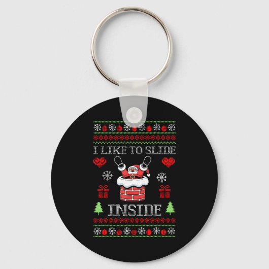 I Like To Slide Inside Funny Santa Couple Matching Sleutelhanger (Voorkant)