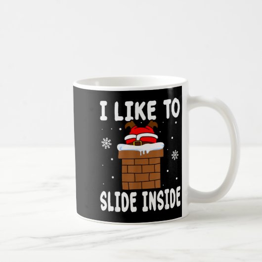 I Like To Slide Inside Funny Xmas Couple Koffiemok (Rechts)