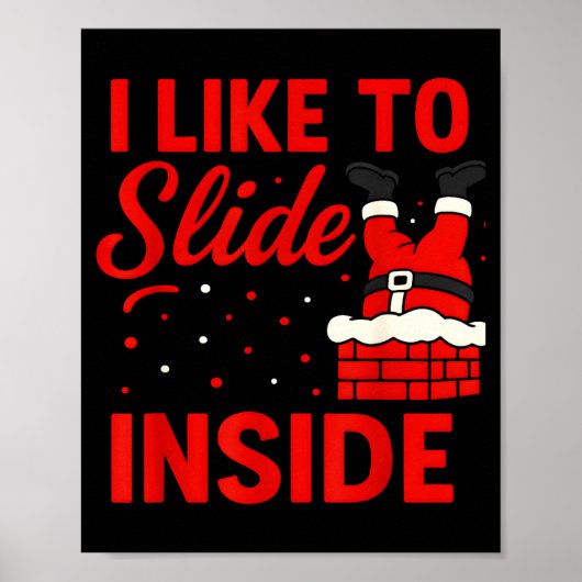 I Like To Slide Inside Funny Xmas Couple Matching  Poster (Voorkant)