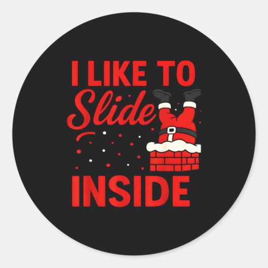 I Like To Slide Inside Funny Xmas Couple Matching Ronde Sticker (Voorkant)