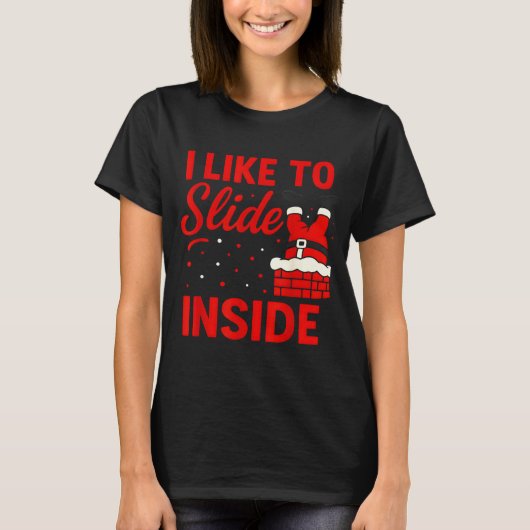 I Like To Slide Inside Funny Xmas Couple Matching  T-shirt (Voorkant)