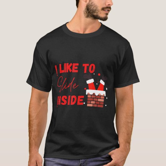 I Like To Slide Inside Funny Xmas Couple Matching  T-shirt (Voorkant)