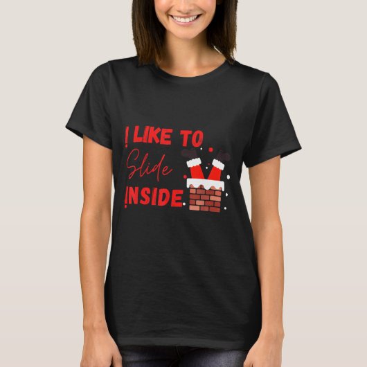 I Like To Slide Inside Funny Xmas Couple Matching  T-shirt (Voorkant)