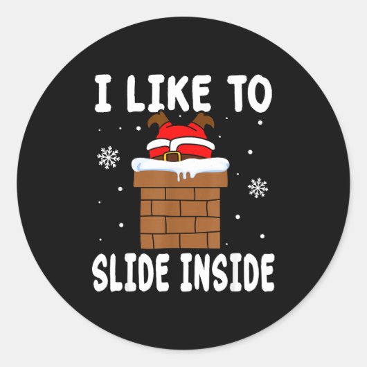 I Like To Slide Inside Funny Xmas Couple Ronde Sticker (Voorkant)