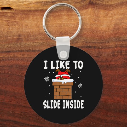 I Like To Slide Inside Funny Xmas Couple  Sleutelhanger (Voorkant)