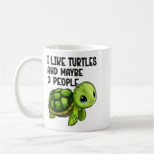 I Like Turtles And Maybe Three People Funny Retro  Koffiemok (Links)