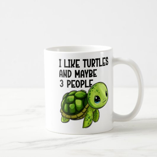 I Like Turtles And Maybe Three People Funny Retro  Koffiemok (Rechts)