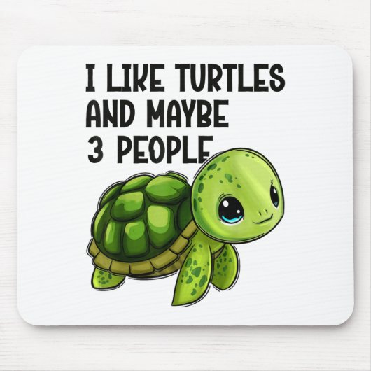 I Like Turtles And Maybe Three People Funny Retro  Muismat (Voorkant)