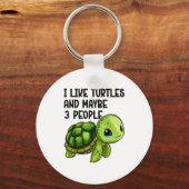 I Like Turtles And Maybe Three People Funny Retro Sleutelhanger (Voorkant)