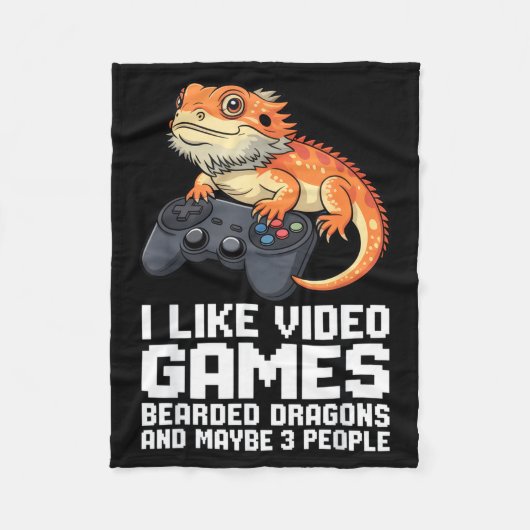 I Like Video Games Bearded Dragon Gamer Introvert  Fleece Deken (Voorkant)