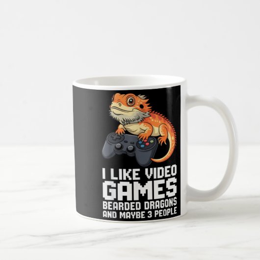 I Like Video Games Bearded Dragon Gamer Introvert Koffiemok (Rechts)