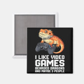 I Like Video Games Bearded Dragon Gamer Introvert Magneet (Voorkant / Achterkant)