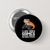 I Like Video Games Bearded Dragon Gamer Introvert  Ronde Button 5,7 Cm (Voorkant /achterkant)