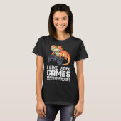 I Like Video Games Bearded Dragon Gamer Introvert  T-shirt (Voorkant volledig)