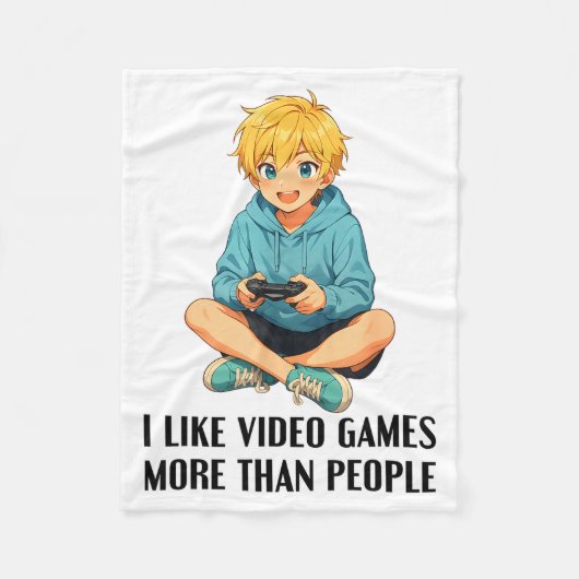 I Like Video Games More Than People Funny Gamer An Fleece Deken (Voorkant)