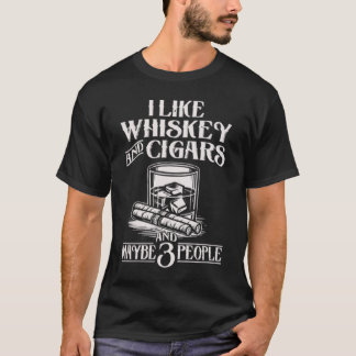 I Like Whiskey And Cigars Funny Monkey  T-shirt