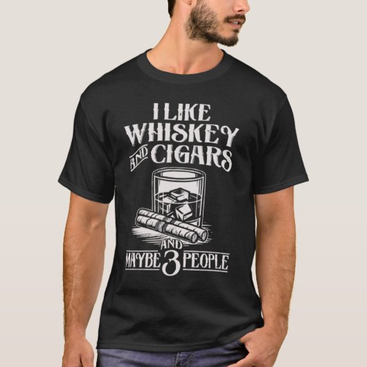 I Like Whiskey And Cigars Funny Monkey  T-shirt (Voorkant)