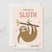 I like you a sloth classroom valentine's day card feestdagenkaart (Voorkant)