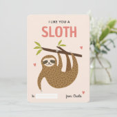 I like you a sloth classroom valentine's day card feestdagenkaart (Staand voorkant)
