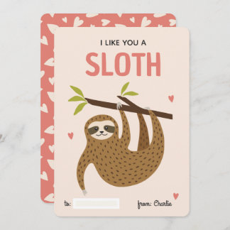 I like you a sloth classroom valentine's day card feestdagenkaart