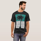 I Live Life Palm Tree Picture Cool Aqua Green Whit T-shirt (Voorkant volledig)